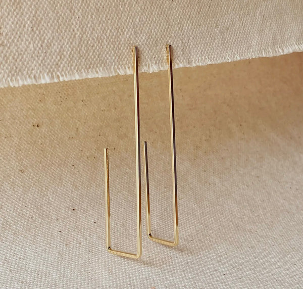 18K Gold Filled Rectangle Earrings