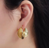 24K Gold Filled Line-Textured Curved Latch Hoop Earrings | 30mm Geometric Hoops