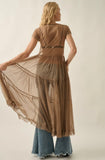 Sheer Mesh Tiered Ruffle Maxi Top