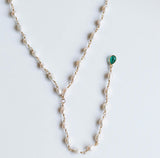 The Emerald Teardrop Mini Pearl Lariat