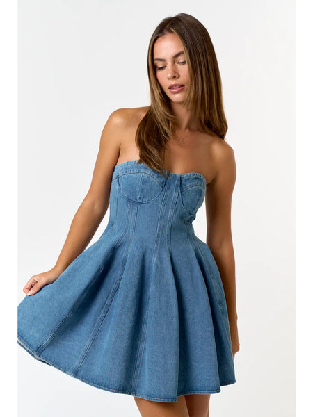 Bonnie Denim Babydoll Dress Maverick James Bonnie Denim Babydoll Dress Maverick James