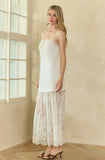 Lilah Lace Trim Satin Maxi