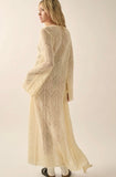 Pointelle Crochet Knit Tie-Front Cardigan