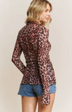 Layla Mesh Layering Top Leopard