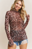 Layla Mesh Layering Top Leopard