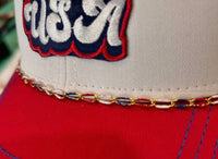 Red, White, & Blue Dipped Trucker Hat Chain