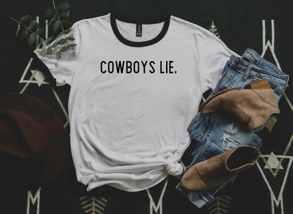 Cowboys Lie Ringer T-Shirt (RED)
