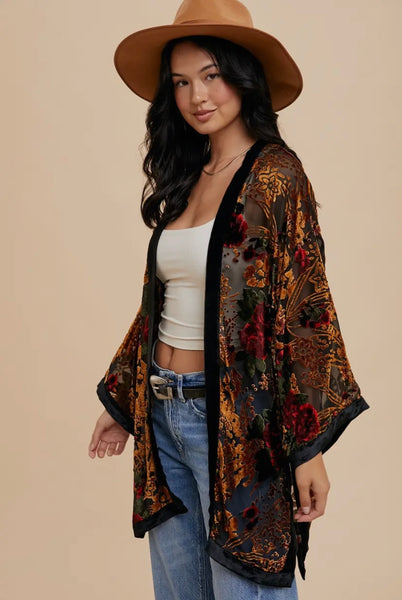 Phoenix Velvet Burnout Kimono