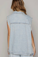 Jo Oversized Crochet Lace Denim Vest