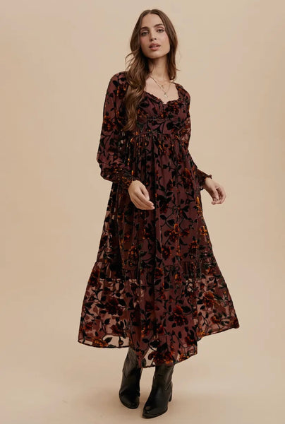 Helena Velvet Burnout Dress Maverick James Helena Velvet Burnout Dress Maverick James