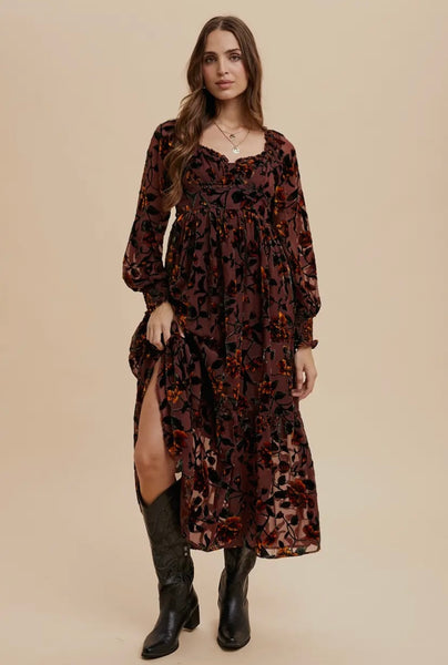 Helena Velvet Burnout Dress Maverick James Helena Velvet Burnout Dress Maverick James
