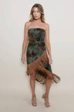 Winona Asymmetrical Midi Dress with Fringe Hem