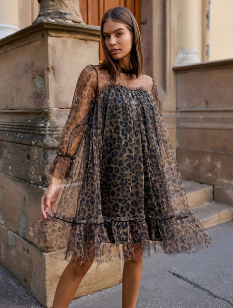 Twiggy Tulle Dress Leopard