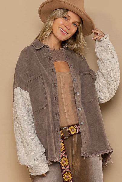 Remi Cable Knit Sleeve Shacket