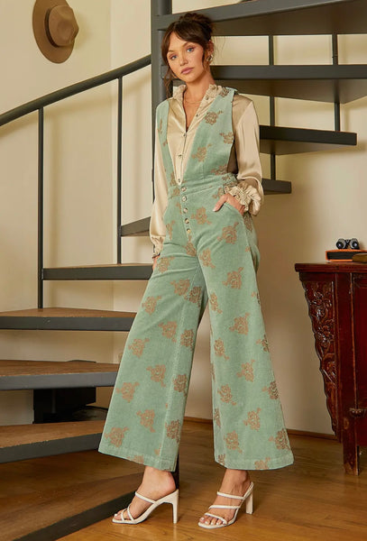 Maren Embroidered Corduroy Jumpsuit