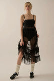 Isla Rib-Knit Bodice Pleated-Organza Dress