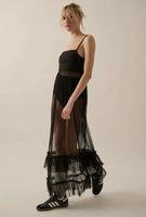 Isla Rib-Knit Bodice Pleated-Organza Dress