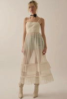 Isla Rib-Knit Bodice Pleated-Organza Dress