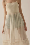 Isla Rib-Knit Bodice Pleated-Organza Dress