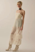 Isla Rib-Knit Bodice Pleated-Organza Dress